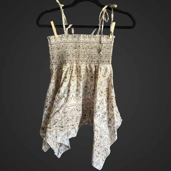 Y2k lei fairy shirred tube top tie top handkerchief hem - Picture 3 of 12